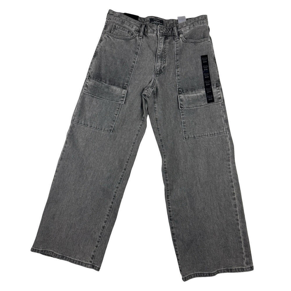 Banana Republic Straight Leg Mid-Rise Cargo Jeans Grey Wash Size 32 W | US 10